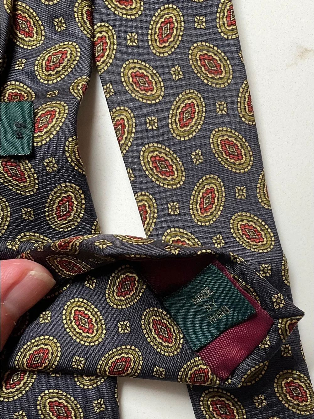 J Crew Classic and Stylish 100% Patterned Deep Navy Silk Tie - Men's Accessory